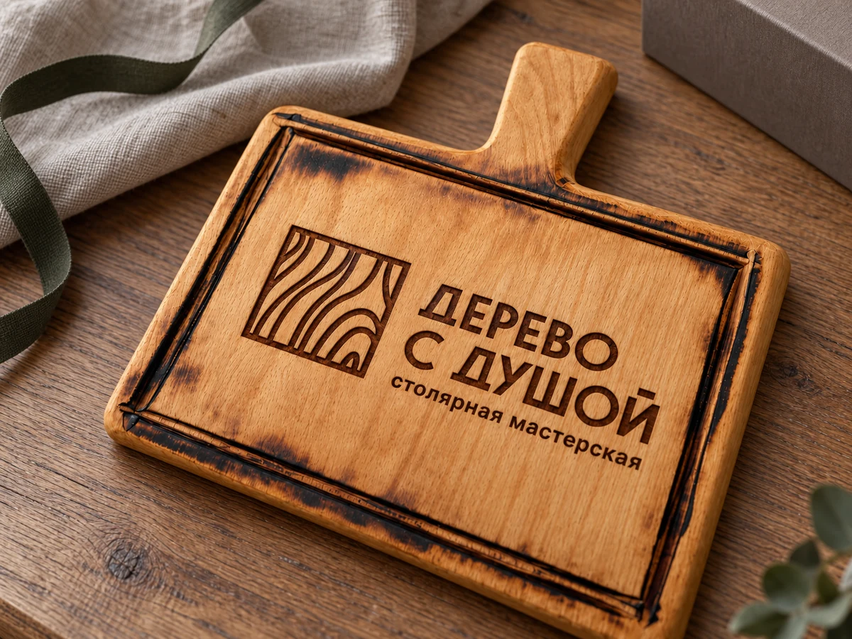Пример гравировки логотипа «Дерево с душой» на массиве